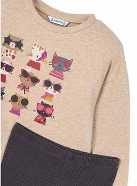 Conjunto de leggings canelados y sudadera para niña da Mayoral.