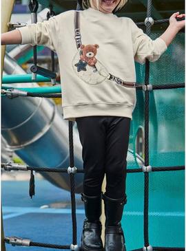 Conjunto Mayoral leggings e moletom de urso para meninas.