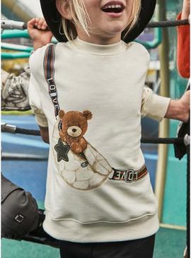 Conjunto Mayoral leggings e moletom de urso para meninas.