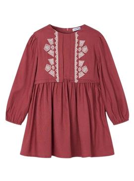 Vestido Mayoral detalhes bordados granada menina