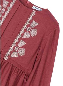 Vestido Mayoral detalhes bordados granada menina