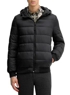 Jaqueta acolchoada com capuz preta da Pepe Jeans para homens.