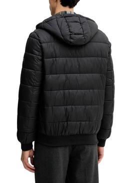 Jaqueta acolchoada com capuz preta da Pepe Jeans para homens.