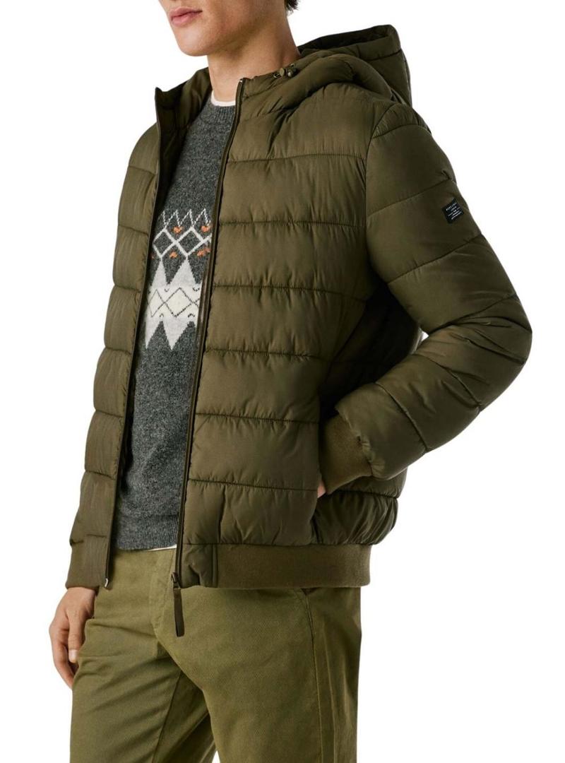 Jaqueta acolchoada com capuz verde Pepe Jeans para homem.