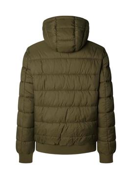 Jaqueta acolchoada com capuz verde Pepe Jeans para homem.