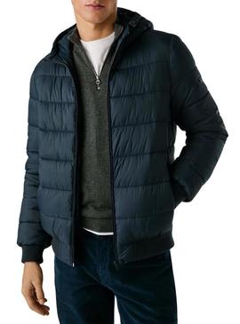 Jaqueta acolchoada com capuz azul marinho da Pepe Jeans para homem.