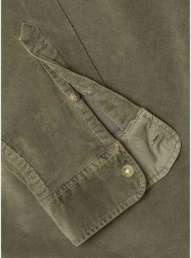 Camisa Pepe Jeans Clayton de veludo cotelê verde para homem.