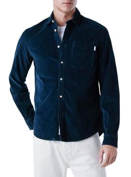 Camisa Pepe Jeans Clayton em veludo cotelê azul marinho para homem