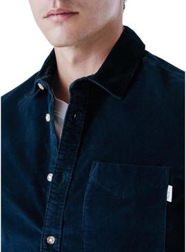 Camisa Pepe Jeans Clayton em veludo cotelê azul marinho para homem
