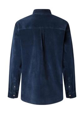 Camisa Pepe Jeans Clayton em veludo cotelê azul marinho para homem