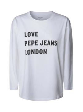 Camiseta Pepe Jeans Branca de manga comprida branca para mulher