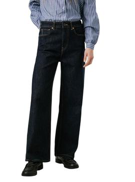 Calças de ganga Pepe Jeans Lexa perna reta lavada escura para mulher.