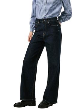 Calças de ganga Pepe Jeans Lexa perna reta lavada escura para mulher.