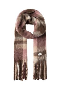 Cachecol Pepe Jeans Flavie xadrez marrom e rosa para mulher