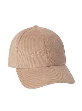 Boné Pepe Jeans Fancy de veludo cotelê rosa para mulher.