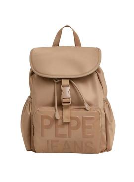 Mochila Pepe Jeans Gaetana bege para mulher.