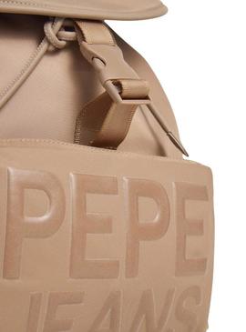 Mochila Pepe Jeans Gaetana bege para mulher.