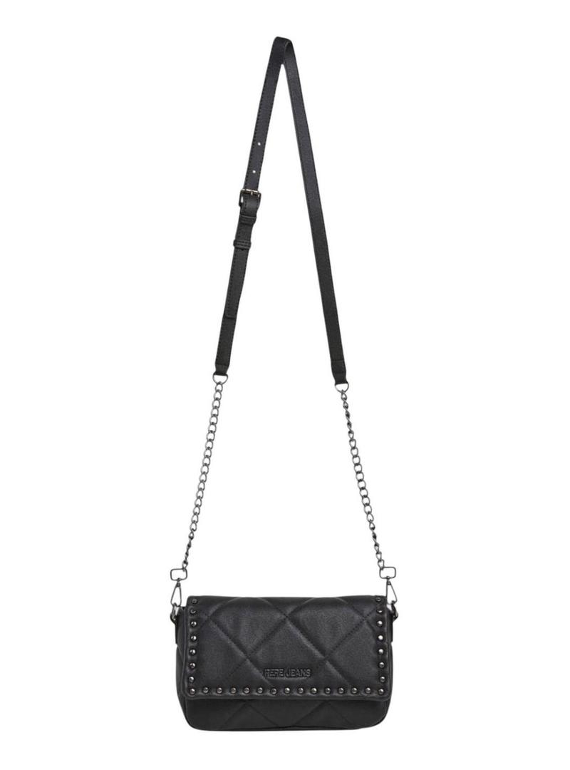Bolsa Pepe Jeans Gemma acolchoada negra com tachas para mulher.