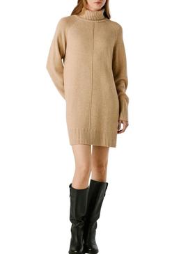 Vestido Pepe Jeans Carola de malha tostada para mulher.