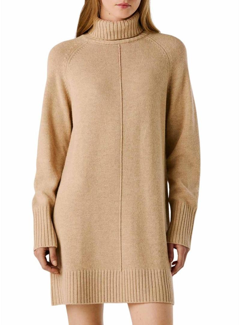 Vestido Pepe Jeans Carola de malha tostada para mulher.