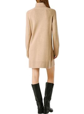Vestido Pepe Jeans Carola de malha tostada para mulher.