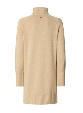 Vestido Pepe Jeans Carola de malha tostada para mulher.