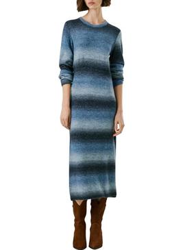 Vestido Pepe Jeans Colombe longo listrado para mulher.