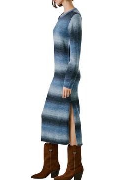 Vestido Pepe Jeans Colombe longo listrado para mulher.