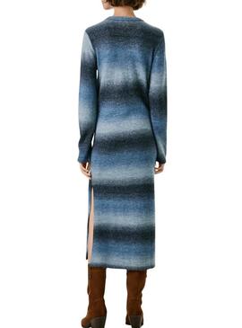 Vestido Pepe Jeans Colombe longo listrado para mulher.