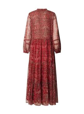 Vestido Pepe Jeans Miley longo estampado paisley vermelho para mulher.