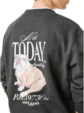 Moletom Pepe Jeans Terry com gola redonda cinza para homem
