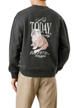 Moletom Pepe Jeans Terry com gola redonda cinza para homem