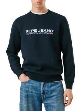 Moletom Pepe Jeans Matthew com gola redonda azul marinho para homem.