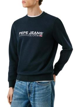 Moletom Pepe Jeans Matthew com gola redonda azul marinho para homem.