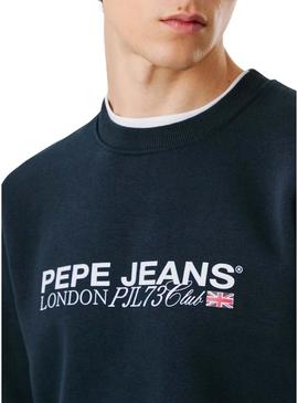 Moletom Pepe Jeans Matthew com gola redonda azul marinho para homem.