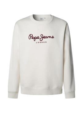 Moletom Pepe Jeans Plain Crew bege para homem.