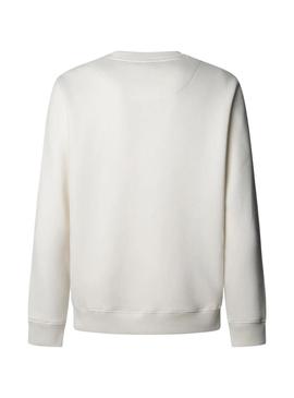 Moletom Pepe Jeans Plain Crew bege para homem.