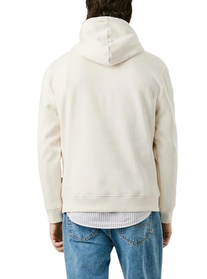 Moletom Pepe Jeans Macbeth com capuz bege com logo para homem.