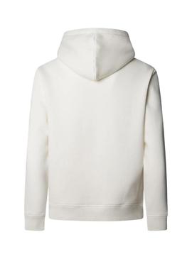 Moletom Pepe Jeans Macbeth com capuz bege com logo para homem.