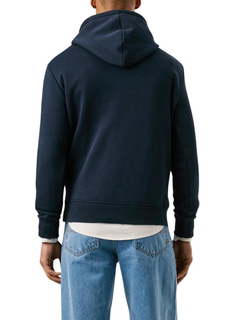 Moletom Pepe Jeans Macbeth com capuz com logotipo marinho para homem.