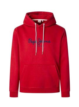 Moletom Pepe Jeans Macbeth com capuz vermelho e logo para homem.