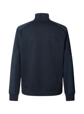 Moletom Pepe Jeans Mercuit azul marinho com meio zíper para homem