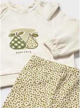 Conjunto Mayoral legging estampado e blusa de bebê.