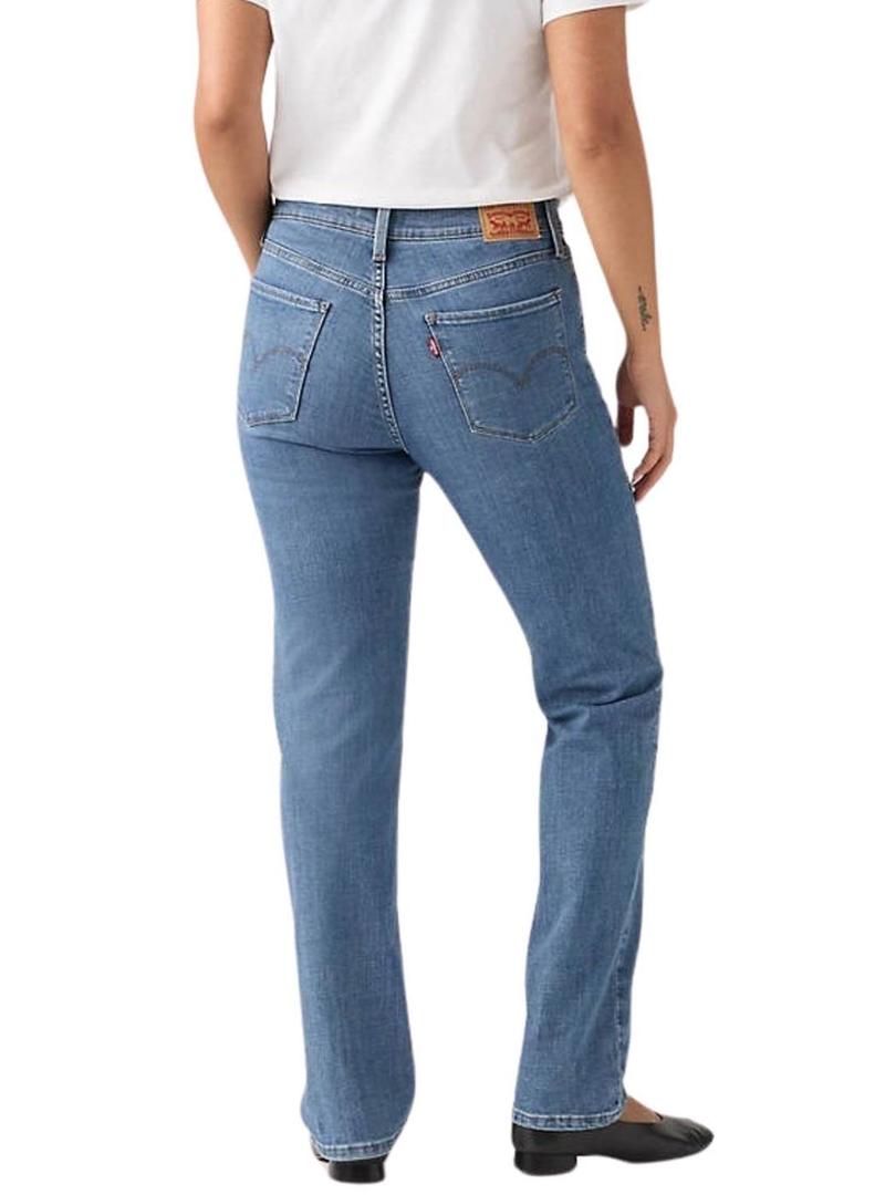 Calça jeans Levis 314 Shaping Straight azul para mulher.