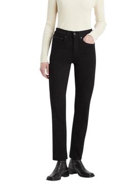 Calça jeans Levis 724 High Rise Straight preta para mulher