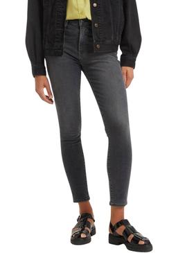 Calça de ganga Levis 721 Skinny High Rise preta para mulher