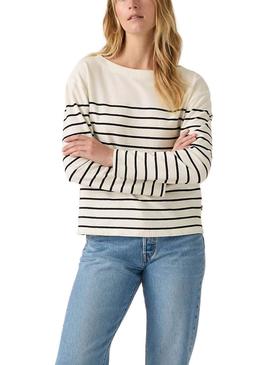 Camisola Levis Marin Stripe bege para mulher