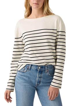 Camisola Levis Marin Stripe bege para mulher