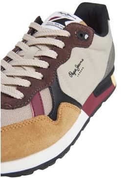 Sapatilhas Pepe Jeans Brit Colors bege para homem.