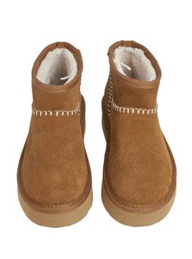 Botins Pepe Jeans Dissy Etnic com plataforma camel para mulher.